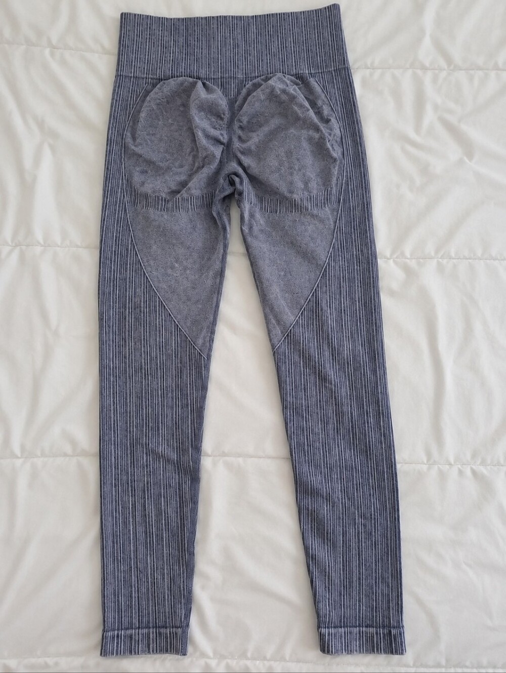 Blue Gray Ribbed Leggings - Picture 2 of 3